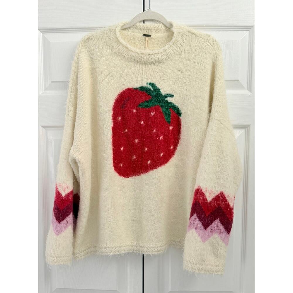 Free People Just Peachy Strawberry Fuzzy
Oversized Pullover Sweater Small - Picture 3 of 6